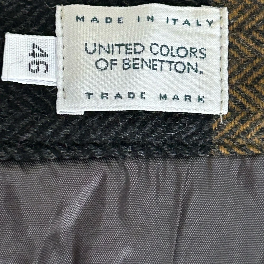 VTG BENETTON 💯wool plaid maxi wrap skirt-Italian s46 likely 8-10 US-RARE FIND - Picture 3 of 6